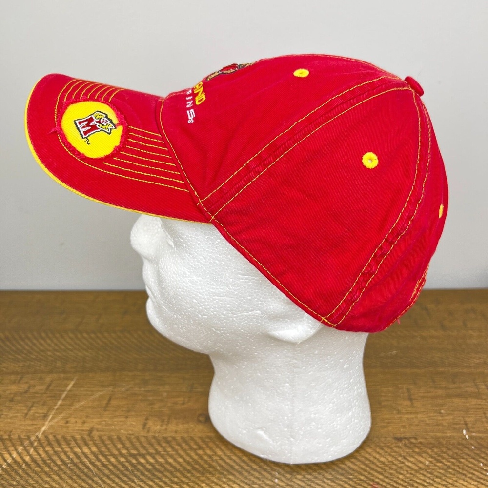 Maryland Terrapins Hat Red Yellow‎ Baseball Cap Spell Out Adjustable Strapback - Picture 6 of 10